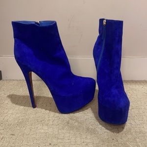 Used Royal Blue Christian Louboutin Boot heels size 41